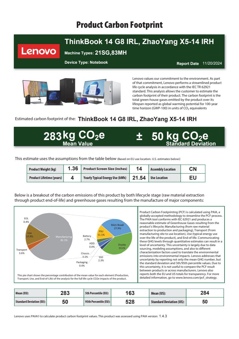 Lenovo ThinkBook 14 Gen 8 (21SG007WMH) – 14" Business Laptop, Intel Core 5-210H, 16GB RAM, 512GB SSD, WUXGA Display, Windows 11 Pro